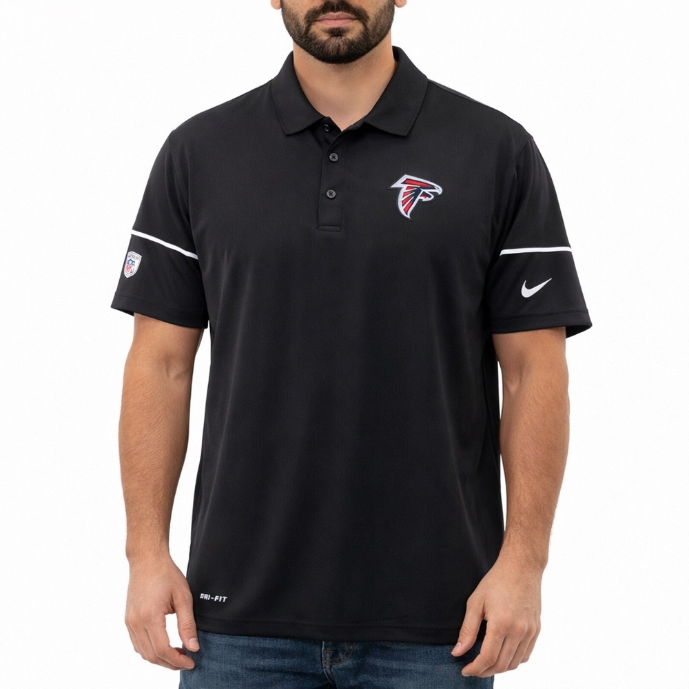 Nike Atlanta Falcons NFL Training Dri-FIT Polo Shirt Mens XXL Black Short Sleeve